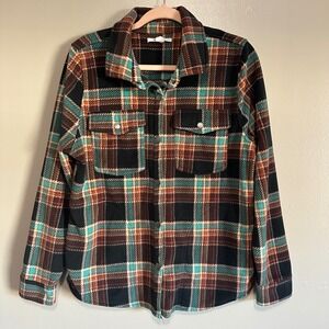 O'Neill Women's Zuma Super Fleece Long Sleeve Button-Up Shirt Plaid Multicolor